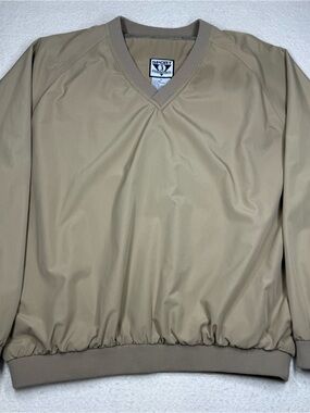 Sport Essentials Mens XL Beige Golf Windbreaker Pullover V Neck Pullover
